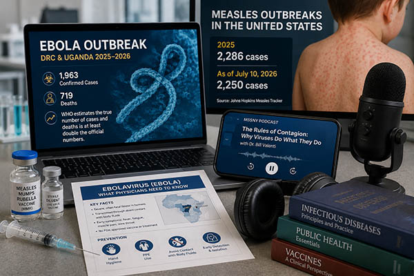 PULSE 7/17/2026: New Resources Now Available to Help Stay Informed on Current Public Health Concerns 3 Medical research and outbreak education setup
