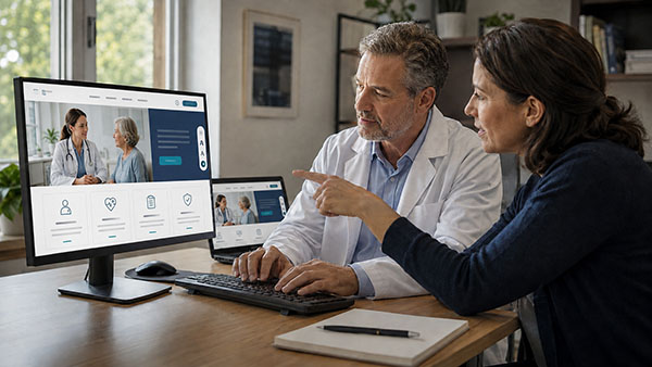 Website and Digital Tool ADA Compliance: What Solo and Small Medical Practices Need to Know 3 Polished medical website on dual screens